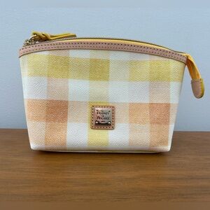 Dooney & Bourke Yellow and Orange Plaid Cosmetic Bag